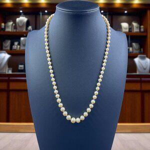 Vintage Faux Pearl Necklace G‎ Silver Clasp Classic Elegant Bridal Jewelry 21"